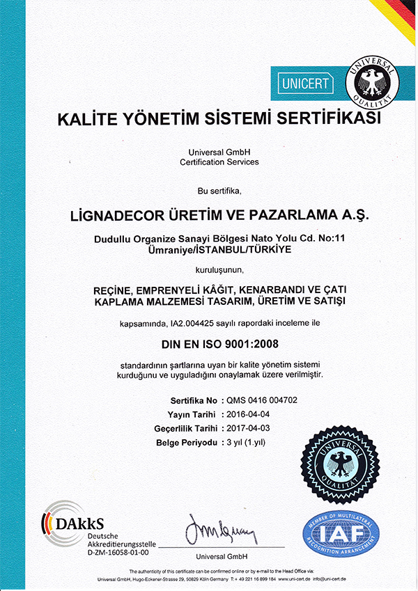 Qualitätsmanagement-System Zertifikat